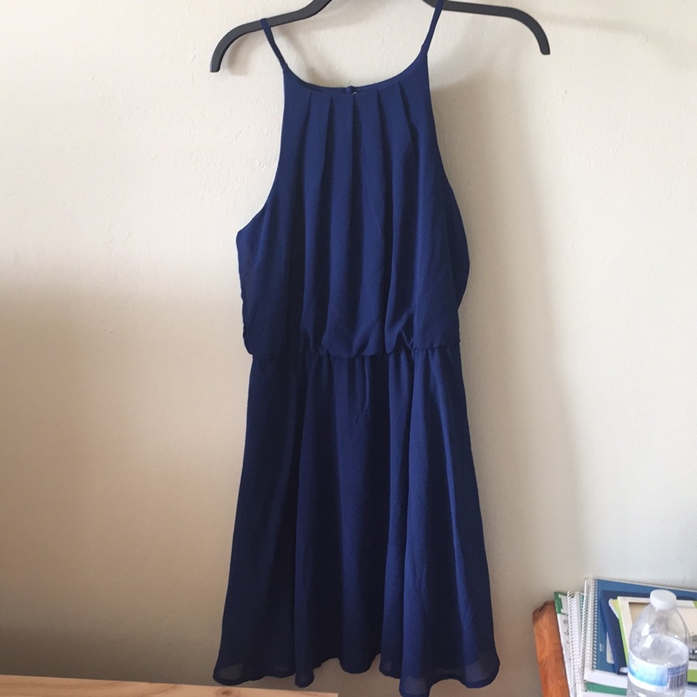 Blue pleated dress